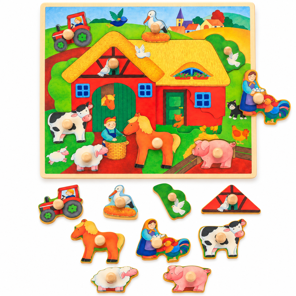 Kids Educational Wooden Knob Puzzles Forest Animals Vehicles Farm Puzzles for Children - HAPPY GUMNUT