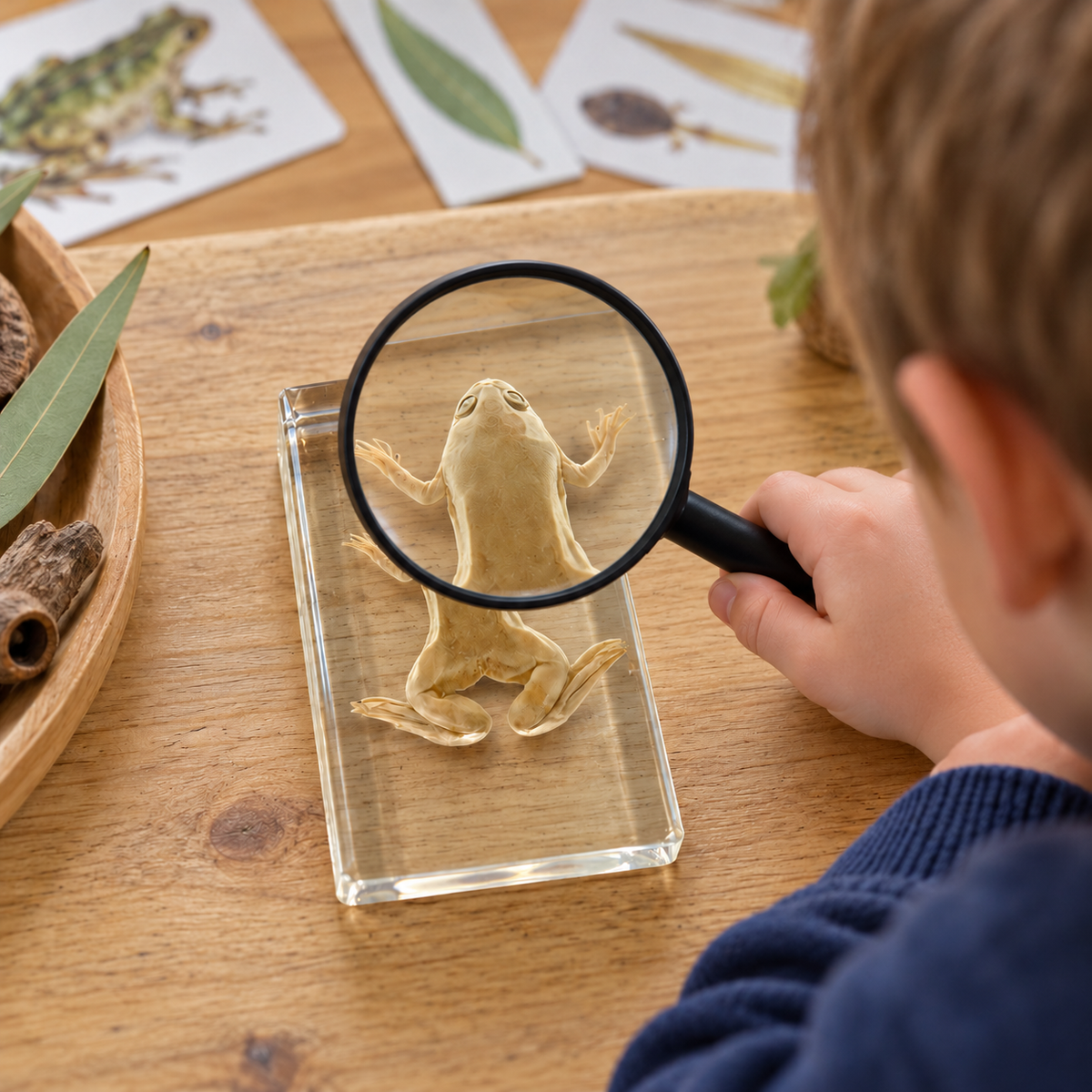 Real Frog Specimen in Clear Resin Block Kids Learning Animals Science and STEM Educational Materials - HAPPY GUMNUT