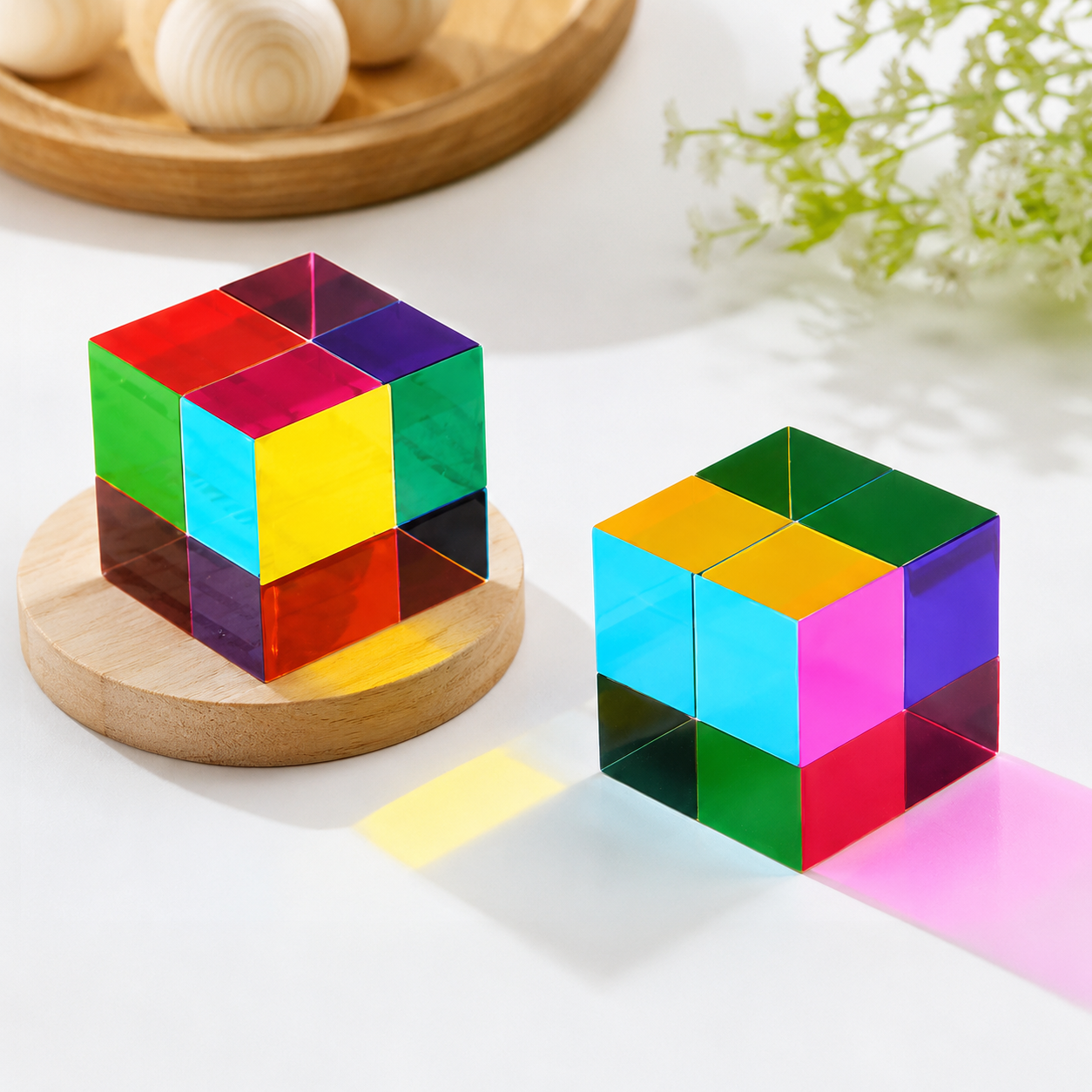 Glass Prism Kids Colourful Translucent Light Cube – Rainbow, Light, Colour & Shadow Sensory Exploration