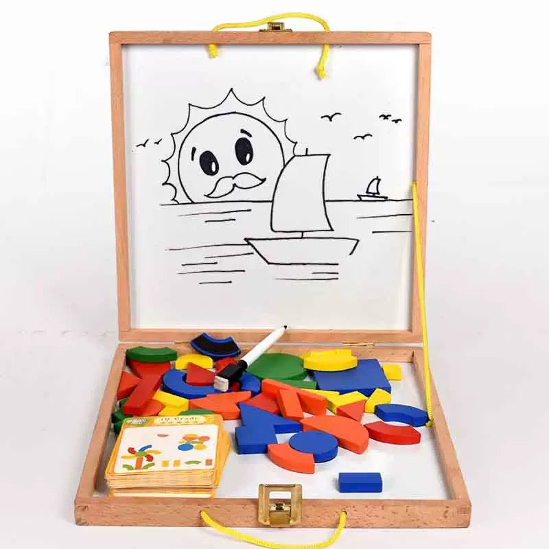 Magnetic Geometric Shapes Board Pattern Game With Flash Cards - HAPPY GUMNUT