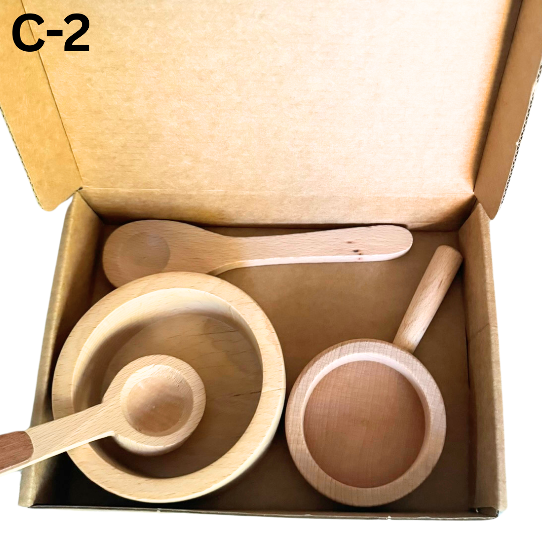 Wooden Kitchen Utensil  & Cookware Roleplay Toy Play set