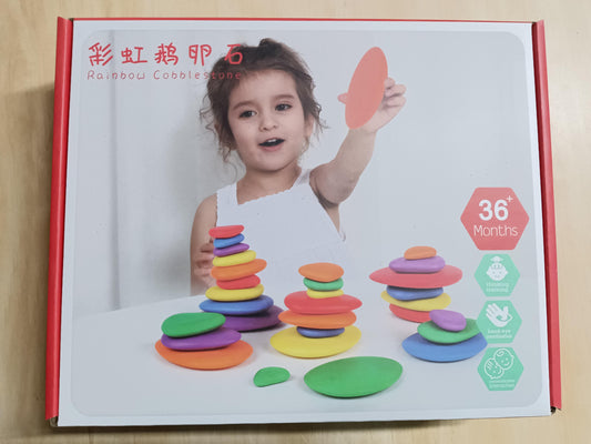 36 Pcs Educational Rainbow Stacking Cobble Stones Matt Finish