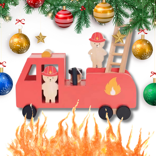 Wooden Fire Engine Truck Toy