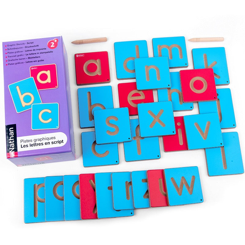 Nathan Wooden Alphabet Tracing Writing Board Pre-writing Letter Toy Upper or Lower Cases ALPHABET OR COUNTING