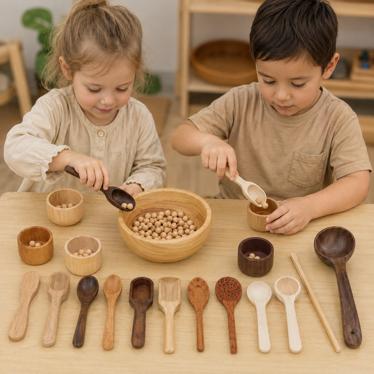 Natural Wooden Sensory Play Tools – Scoops, Ladles; Spoons Childcare Sensory Play Kit DIY - HAPPY GUMNUT