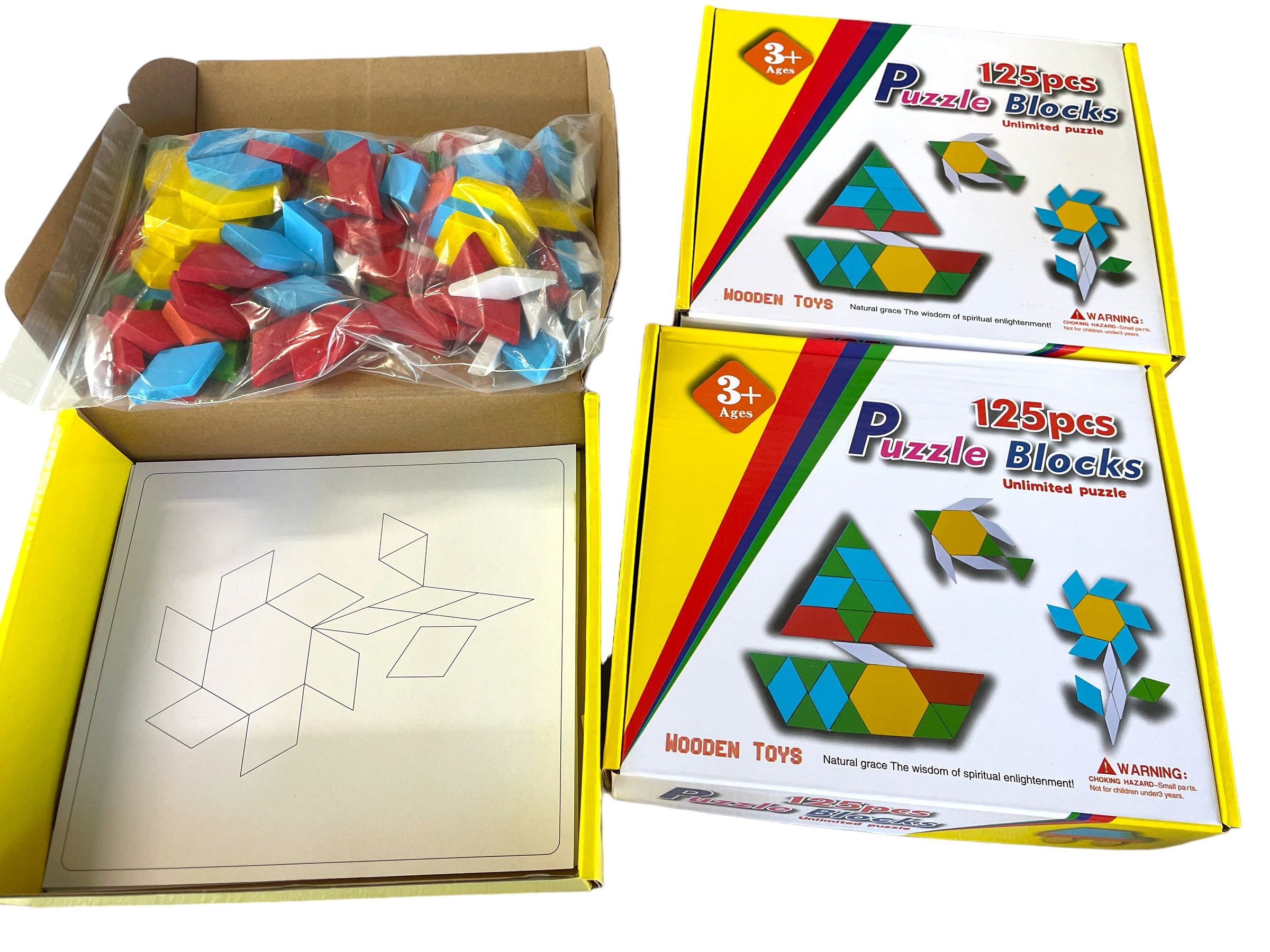 Thick Wooden Pattern Blocks Geometric Shapes with Flash Cards – HAPPY ...