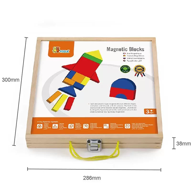Magnetic Geometric Shapes Board Pattern Game With Flash Cards - HAPPY GUMNUT