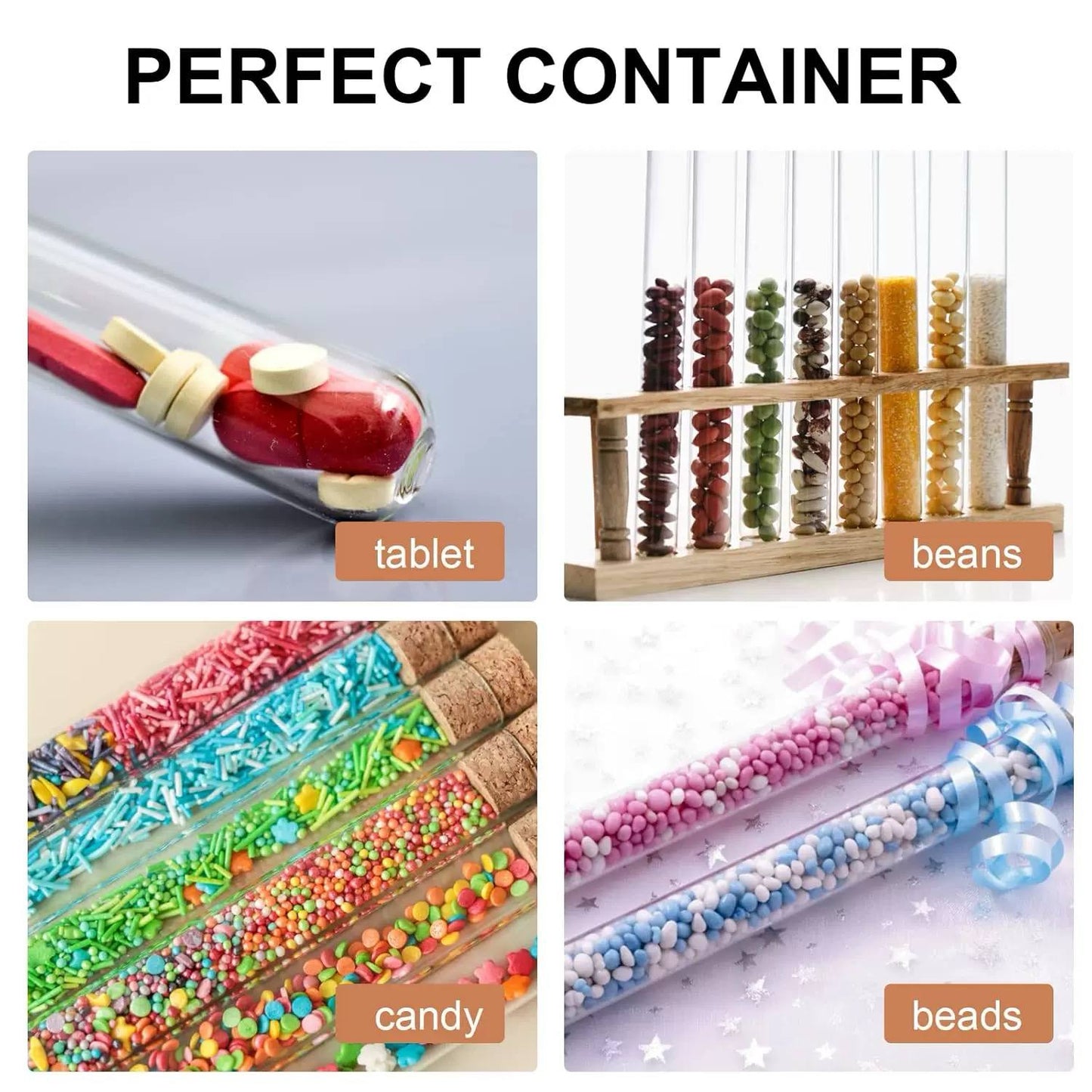 38 of 150mm Corked Test Tubes  Arts and Craft Bundle Clear Plastic Test Tubes with Corks