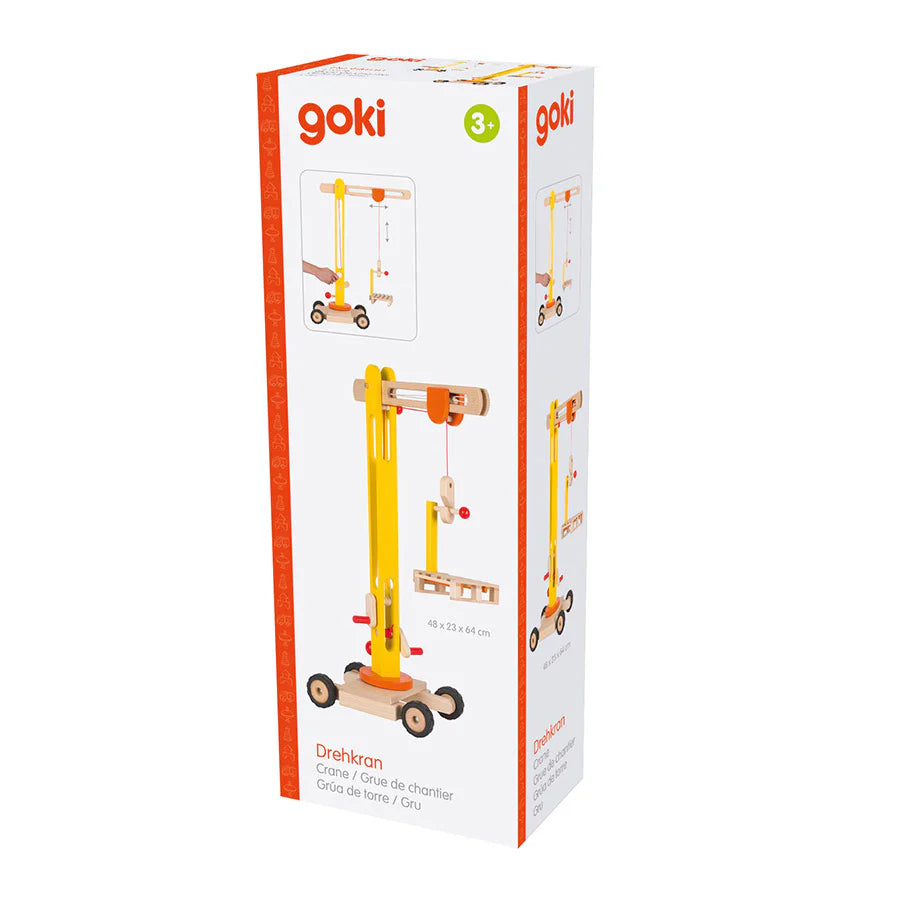 Wooden Toy Crane Goki City Construction Scape  Toy Car - HAPPY GUMNUT