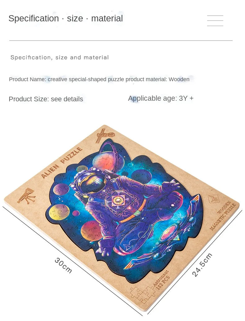 Wooden Magnetic Puzzle For Adult Unique Animal Shape Cut Wood Puzzle