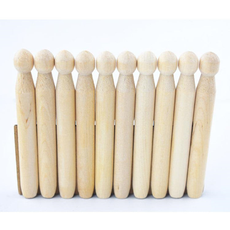 10 Piece Natural Wooden Pegs Clothesline Dolly Pegs Loose Parts Toy - HAPPY GUMNUT