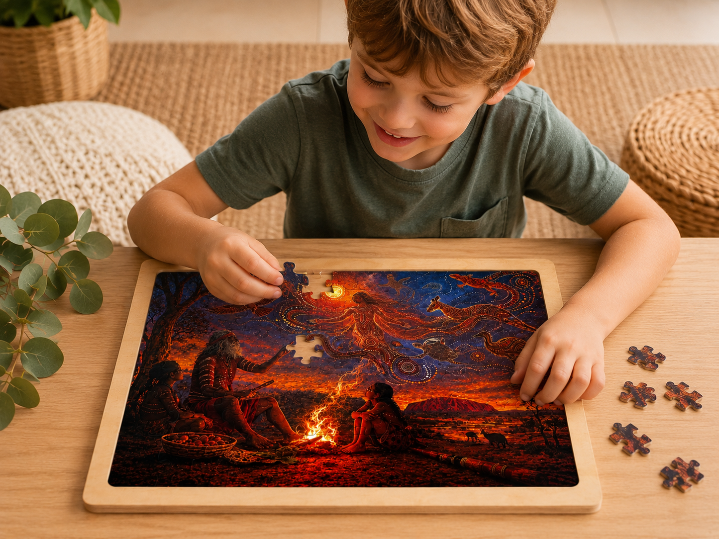 Australian Aboriginal Inspired Art Puzzles NAIDOC Week Childcare Learning Materials - HAPPY GUMNUT