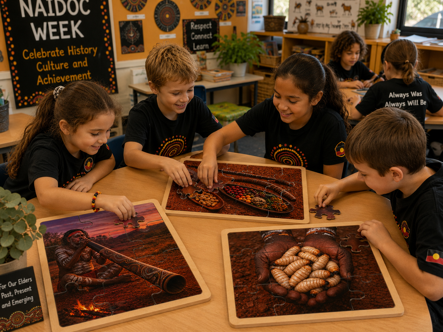 Australian Aboriginal Inspired Art Puzzles NAIDOC Week Childcare Learning Materials - HAPPY GUMNUT