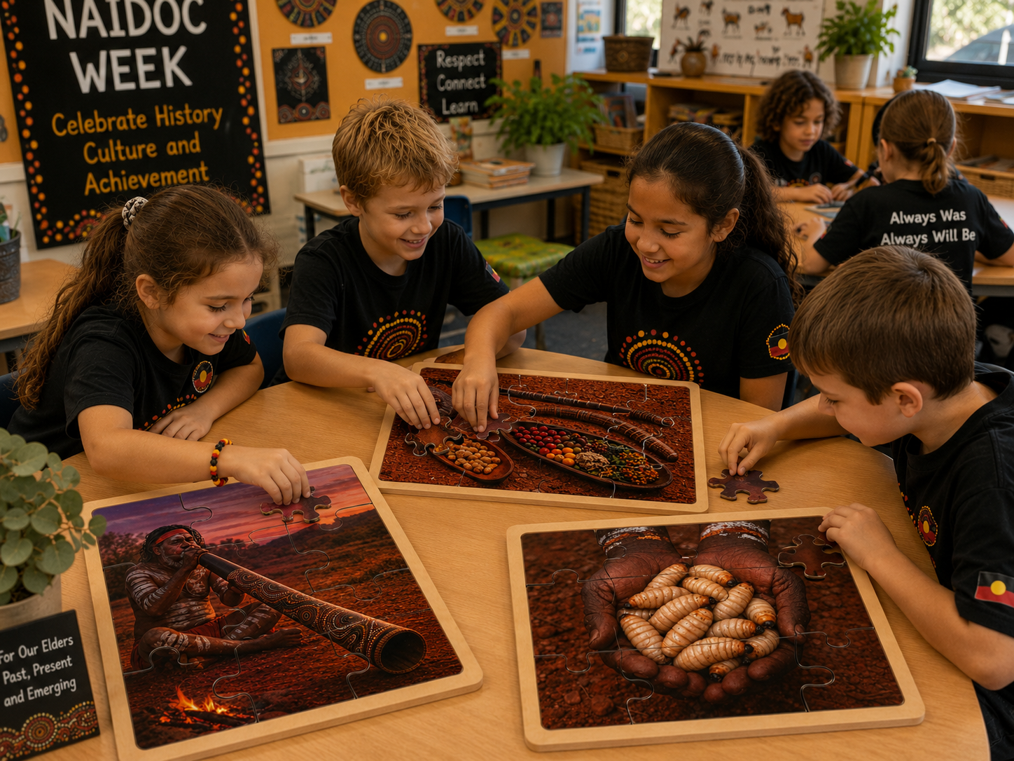 Australian Aboriginal Inspired Art Puzzles NAIDOC Week Childcare Learning Materials - HAPPY GUMNUT