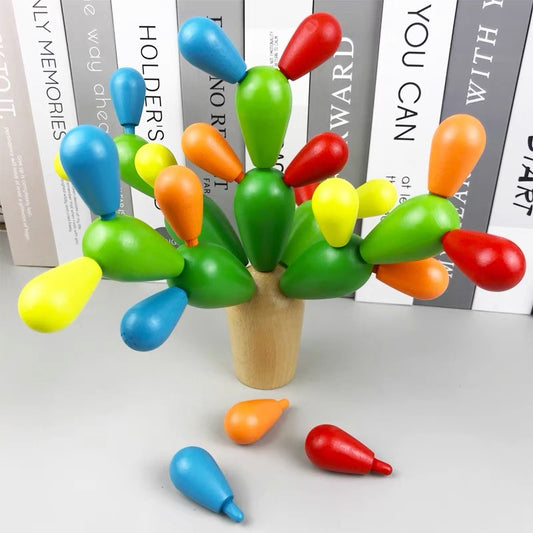 Educational  balance Wooden Balance Building Blocks Cactus children toy