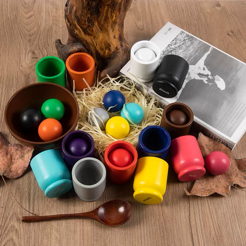 Deluxe Montessori Inspired Balls Transfer Scooping Colour Sorter Cups and Balls and bowl Set