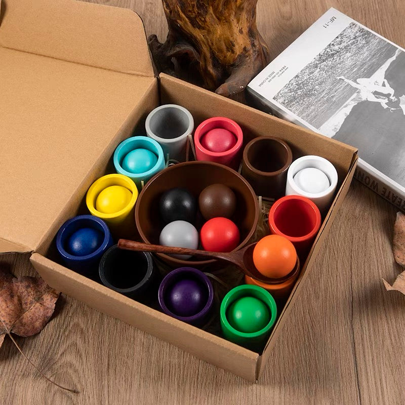 Deluxe Montessori Inspired Balls Transfer Scooping Colour Sorter Cups and Balls and bowl Set