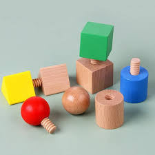 Wooden Bolts & Nuts Set of 4 kids learning Tools Montessori