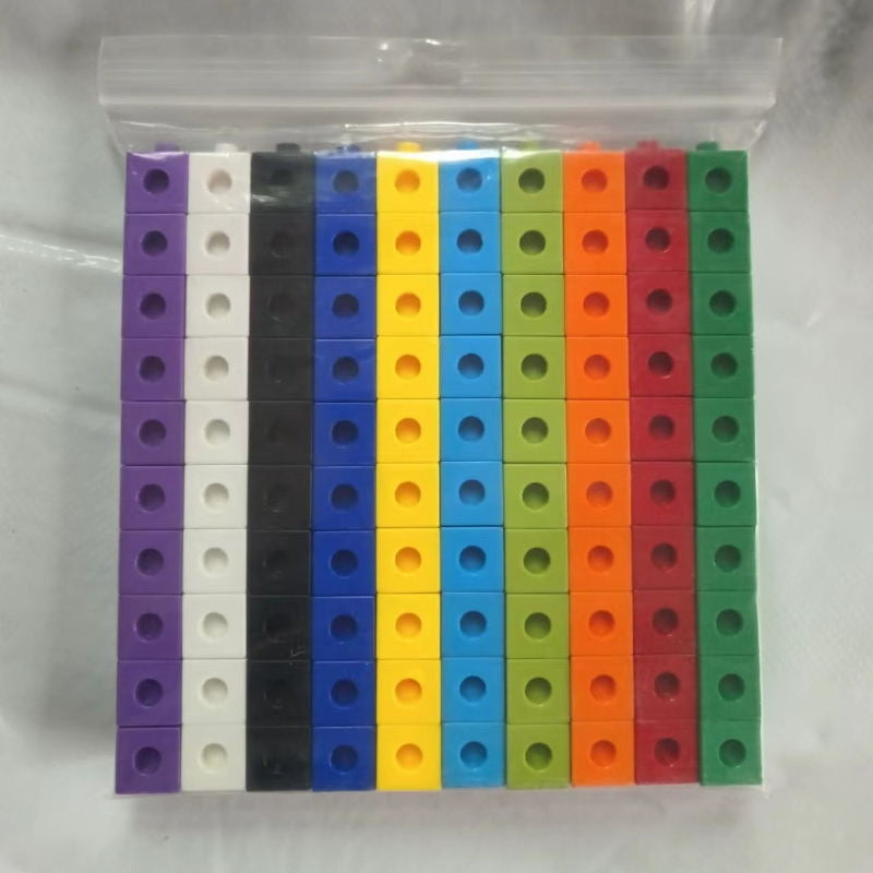 100 Math Cubes Transparent Rainbow Linking Cubes