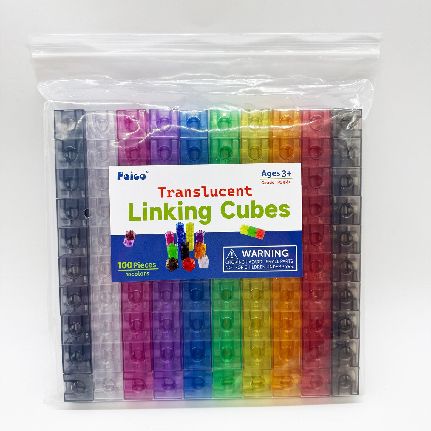 100 Math Cubes Transparent Rainbow Linking Cubes