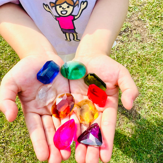 Sparkling Glass Gems Gemstone Loose Part Play Kids Treasure Gift Set of 9 - HAPPY GUMNUT