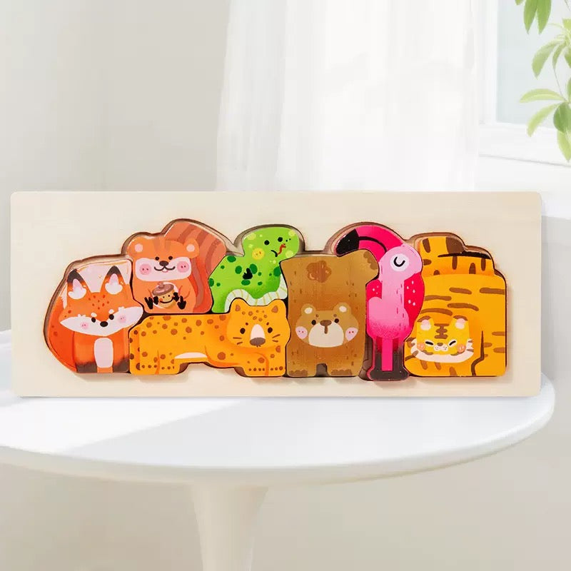Animal Wooden Chunky Puzzle Blocks – 6 Themes to Choose From - Kids Children Educational Toy
