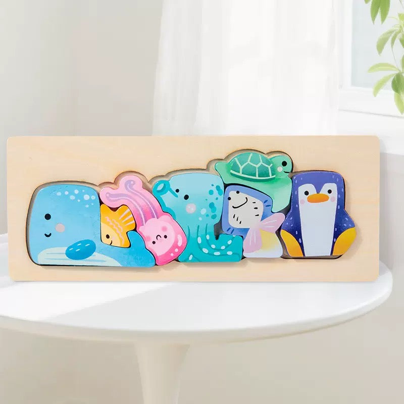 Animal Wooden Chunky Puzzle Blocks – 6 Themes to Choose From - Kids Children Educational Toy