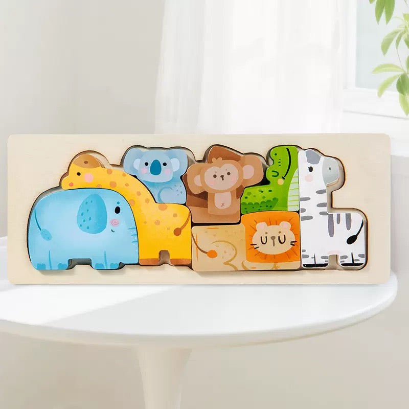 Animal Wooden Chunky Puzzle Blocks – 6 Themes to Choose From - Kids Children Educational Toy