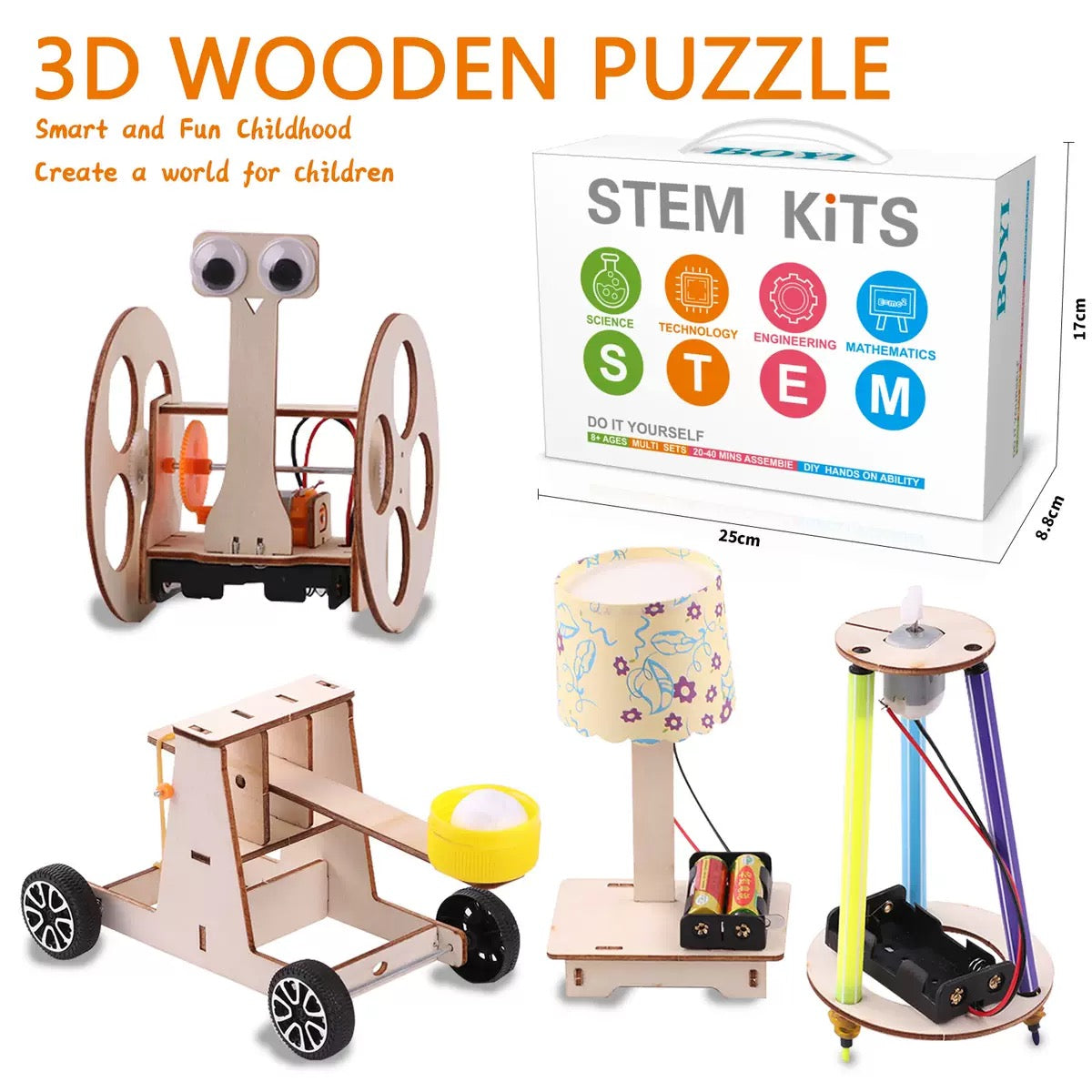 3D Wooden Puzzle DIY STEM Build your own vehicles Kids Science Toy