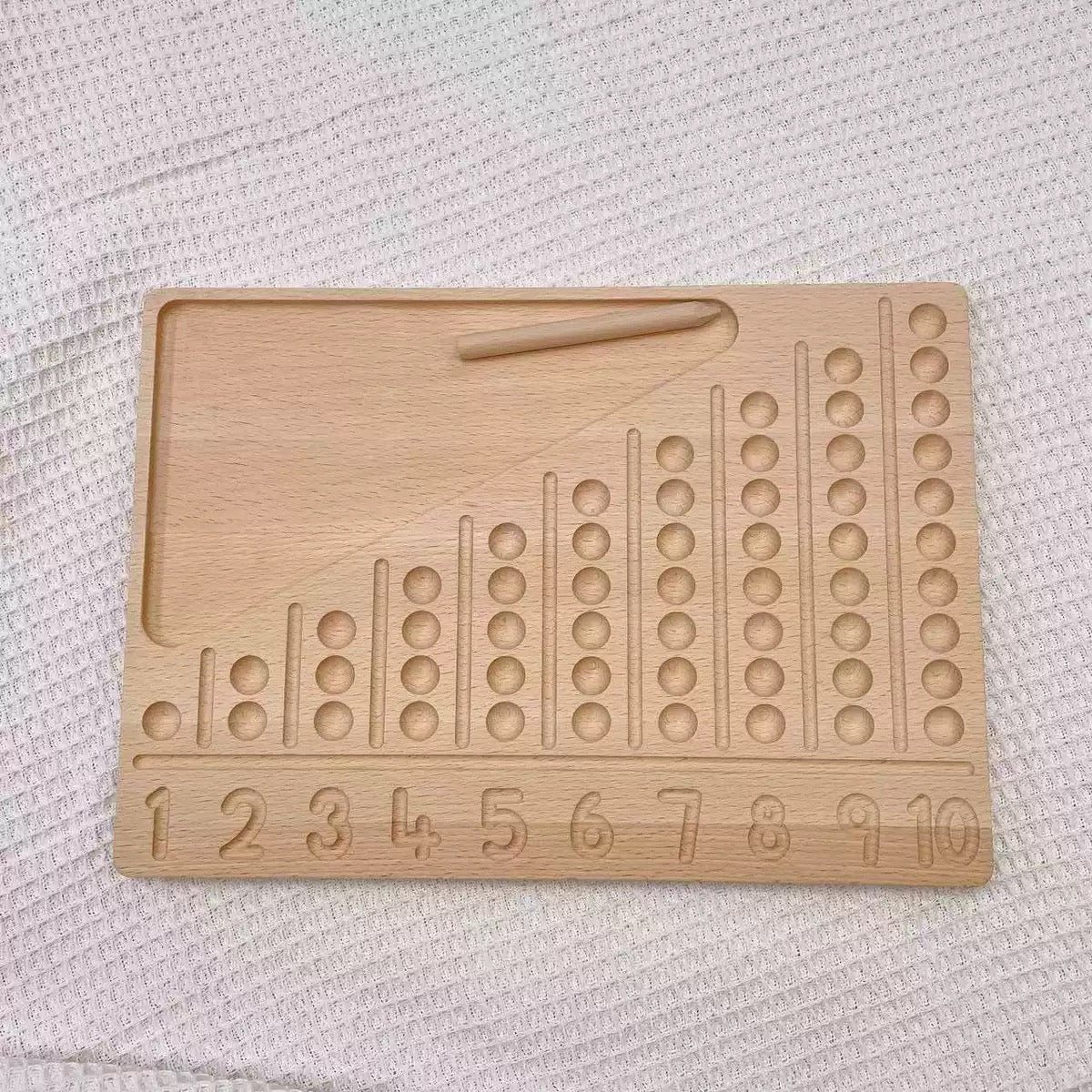 Montessori Inspired Wooden Number Tracing Board Kids Children Learn Math Counting Beads Educational Toy