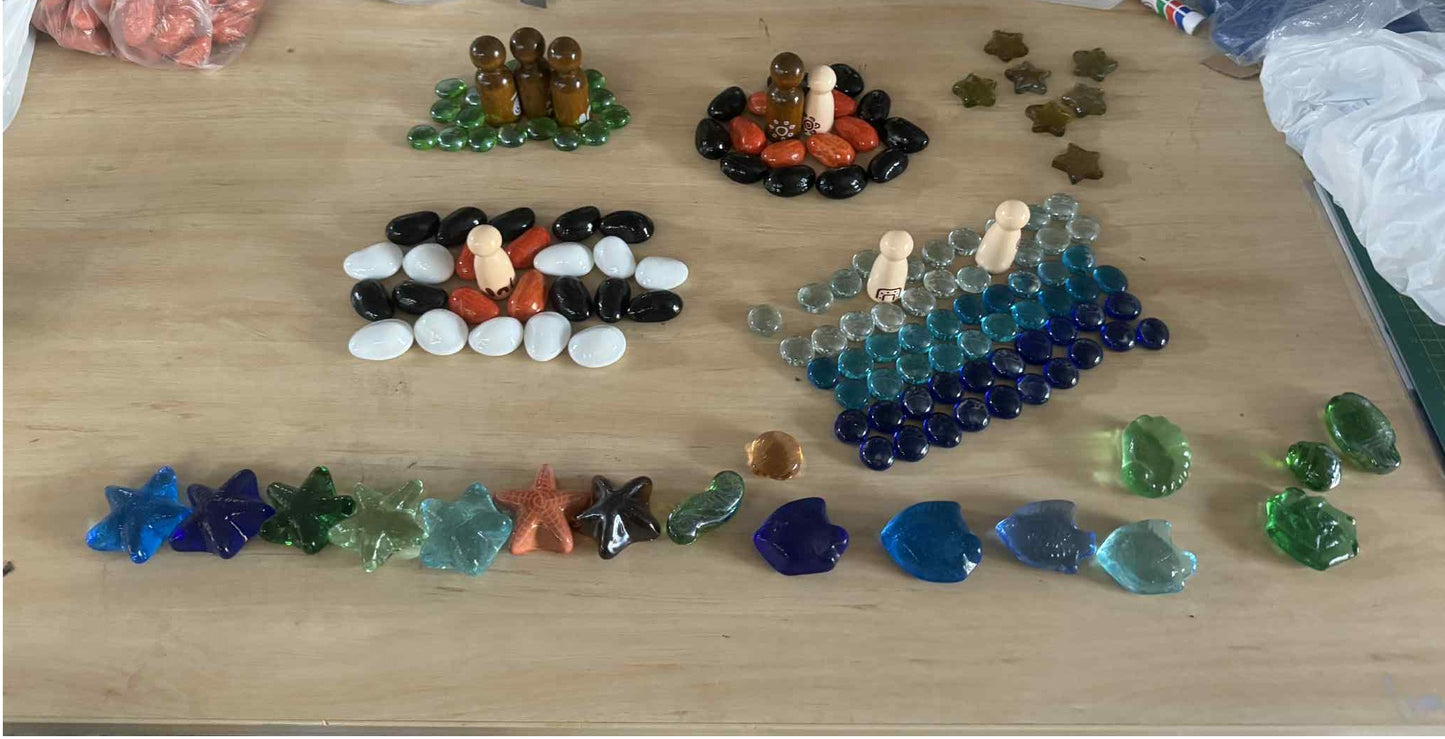 150+ pc Australian Aboriginal Inspired Ceramic and Glass loose Parts Open Play Mandala Play Set