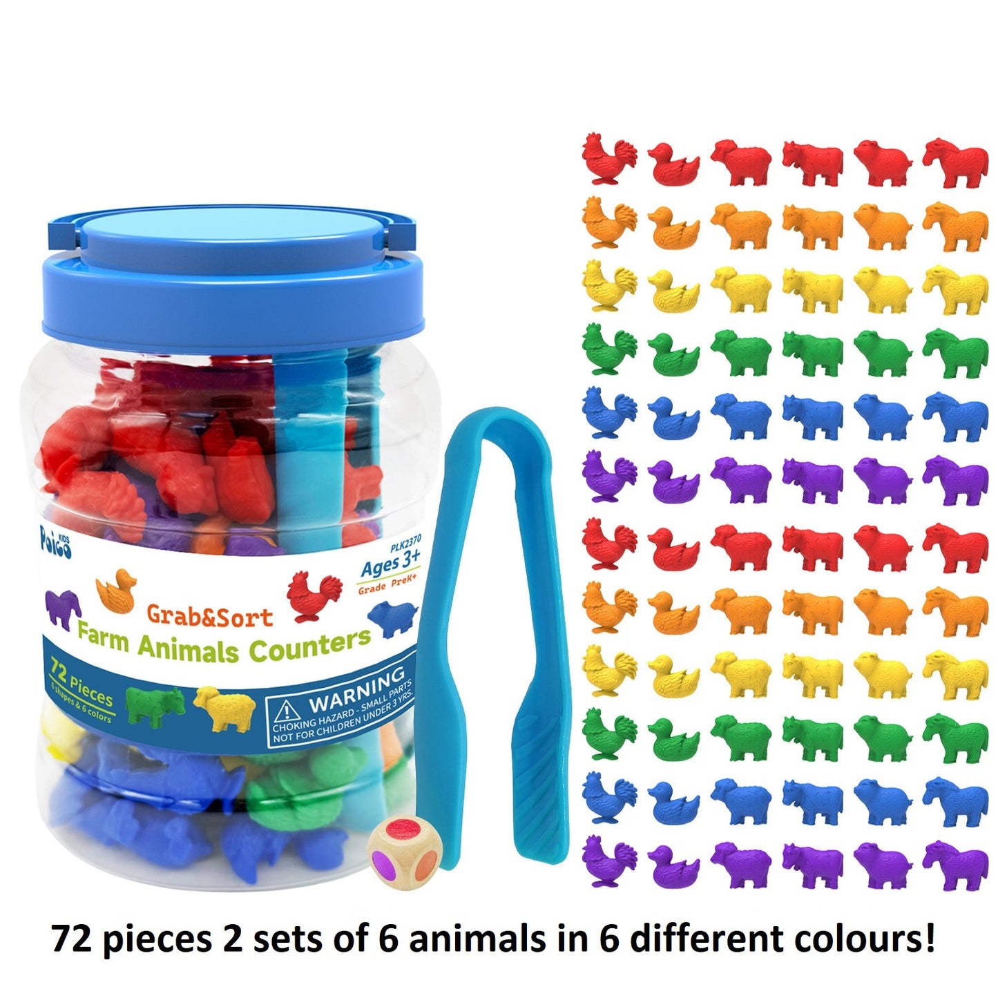 Educational Resources Farm Theme Animal Solids in 6 colours 72 Pieces