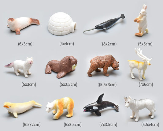 Artic Animals PVC  Model Figures Set of 12 Educational Teaching Toy