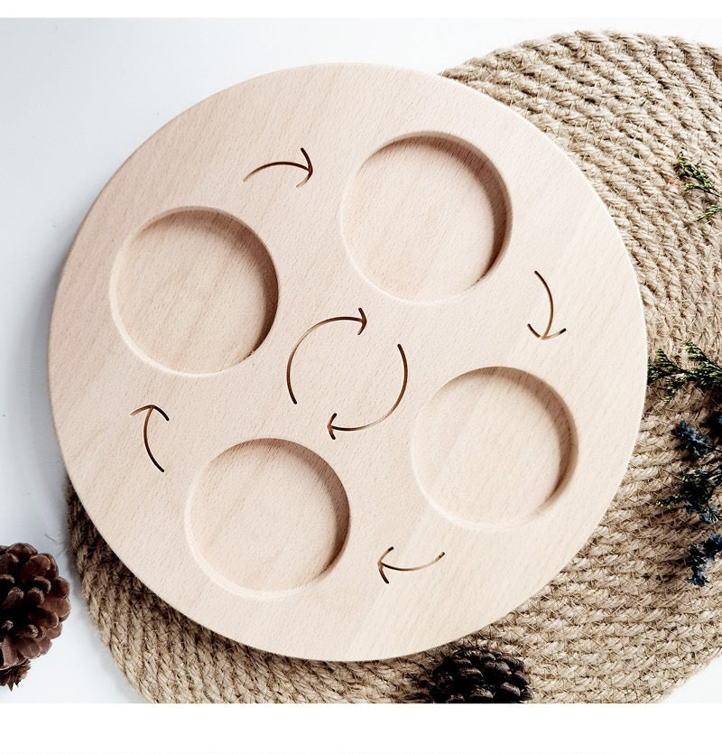 Wooden Animal Life Cycle Discovery Board Handmade 4 Slot Rotation Plate Sorting Tray - HAPPY GUMNUT