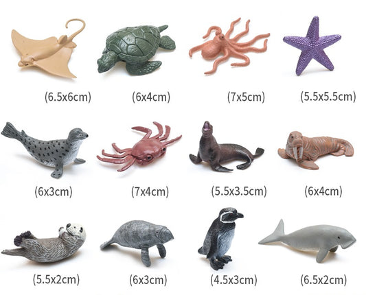 Marine Animals A PVC Model Figures Set of 12  Educational Teaching Toy