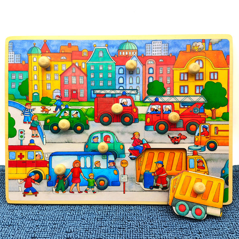 Kids Educational Wooden Knob Puzzles Forest Animals Vehicles Farm Puzzles for Children - HAPPY GUMNUT
