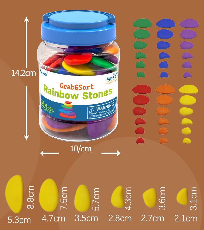 Stack Rainbow Rocks 36 Pcs Transparent Translucent Rainbow Stacking Stones 36 Pieces ...