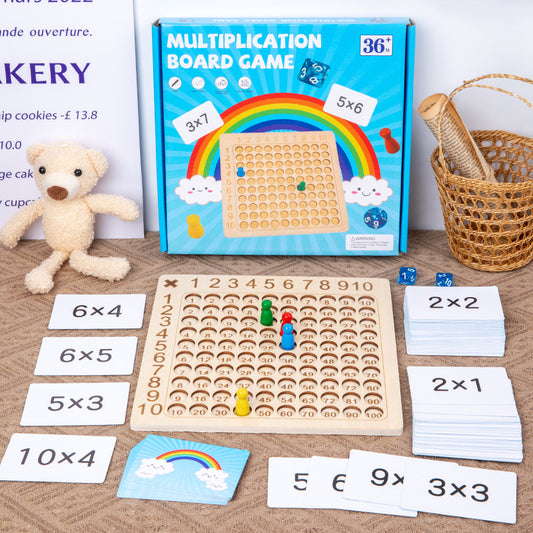 Wooden Multiplication Board  Game with Flash Cards