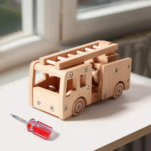 Kids Real Tools Set DIY Build a Wooden Basic Fire Truck Set - HAPPY GUMNUT