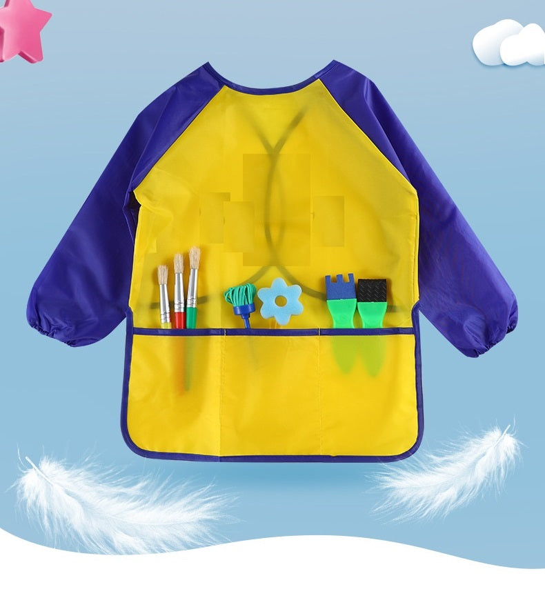 Kids Long Sleeves Waterproof Apron for Painting Art  Messy Play Childcare Supplies