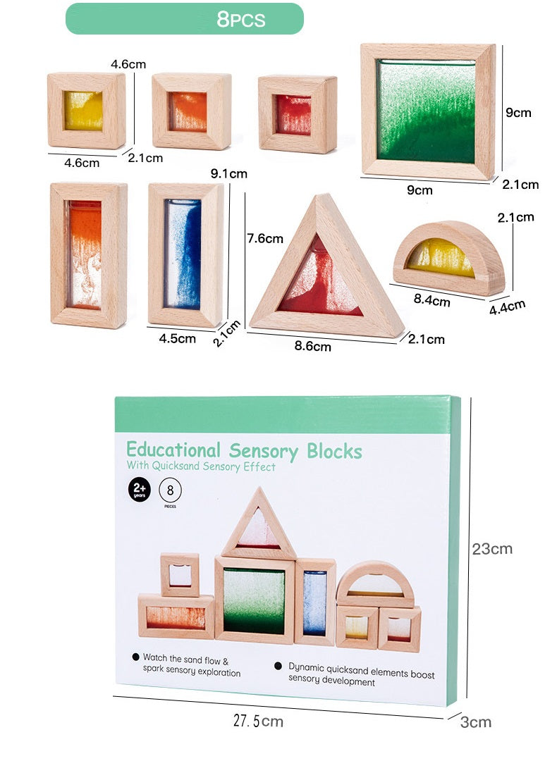 Sensory Light and Colour Wooden Acrylic Rainbow Sand Blocks 8 piece