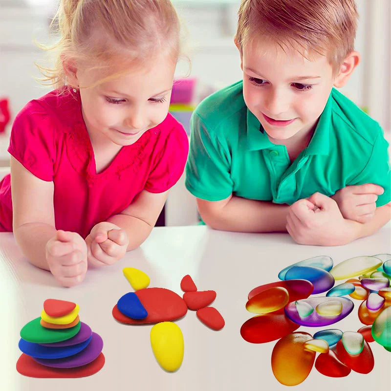 Stack Rainbow Rocks 36 Pcs Transparent Translucent Rainbow Stacking Stones 36 Pieces ...