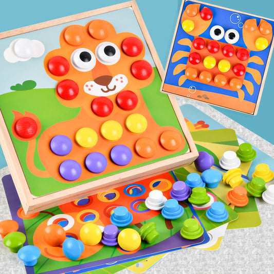 Jumbo Mosaic Beads Pegs Clip Board Wooden Activity Box