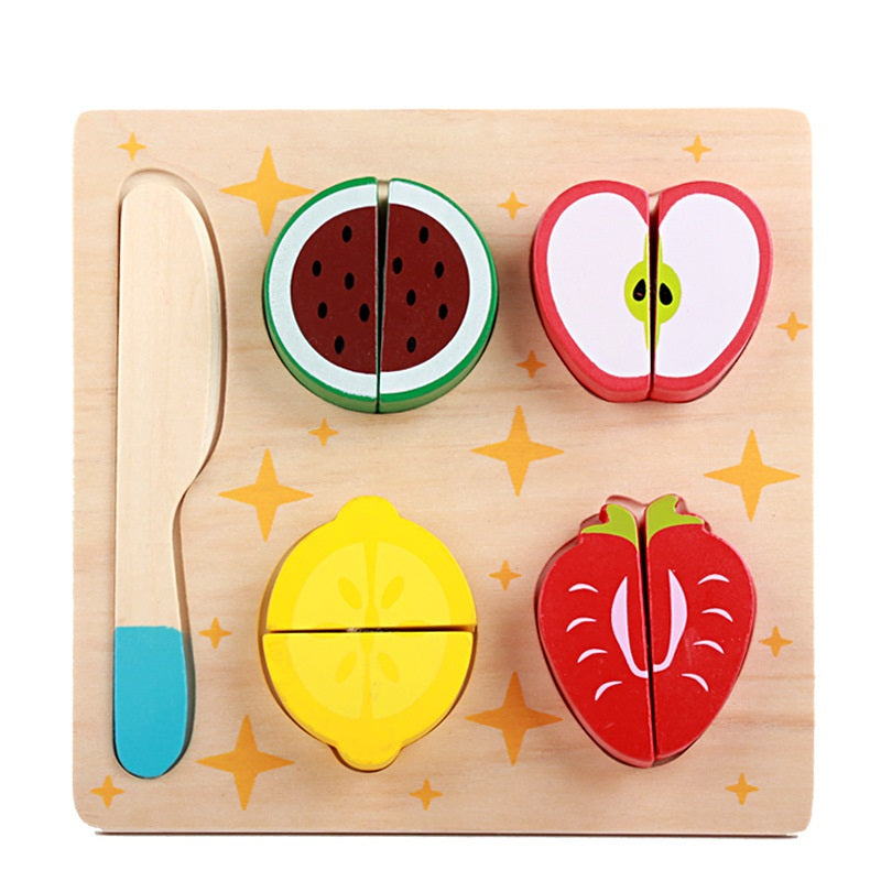 Mini Wooden Velcro Assorted  Food Groups Cutting Puzzle Cutting Board