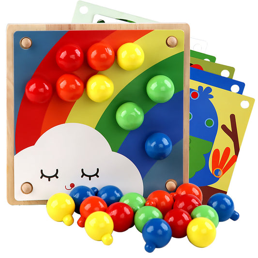 BASIC Mosaic Beads Pegs Clip Board Wooden Activity Box