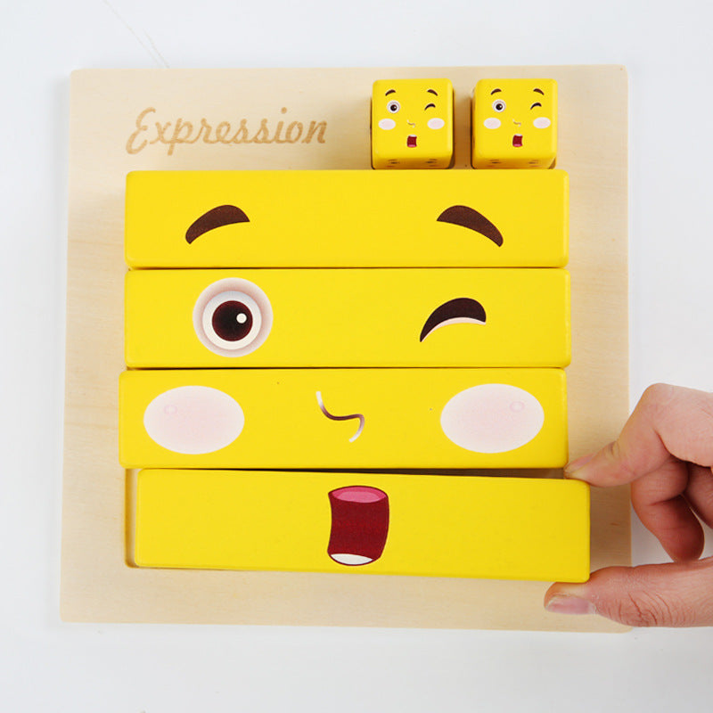 Wooden Board Kids Facial Emotion Emoji Style Expression Learning Puzzle - HAPPY GUMNUT