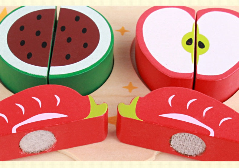 Mini Wooden Velcro Assorted  Food Groups Cutting Puzzle Cutting Board