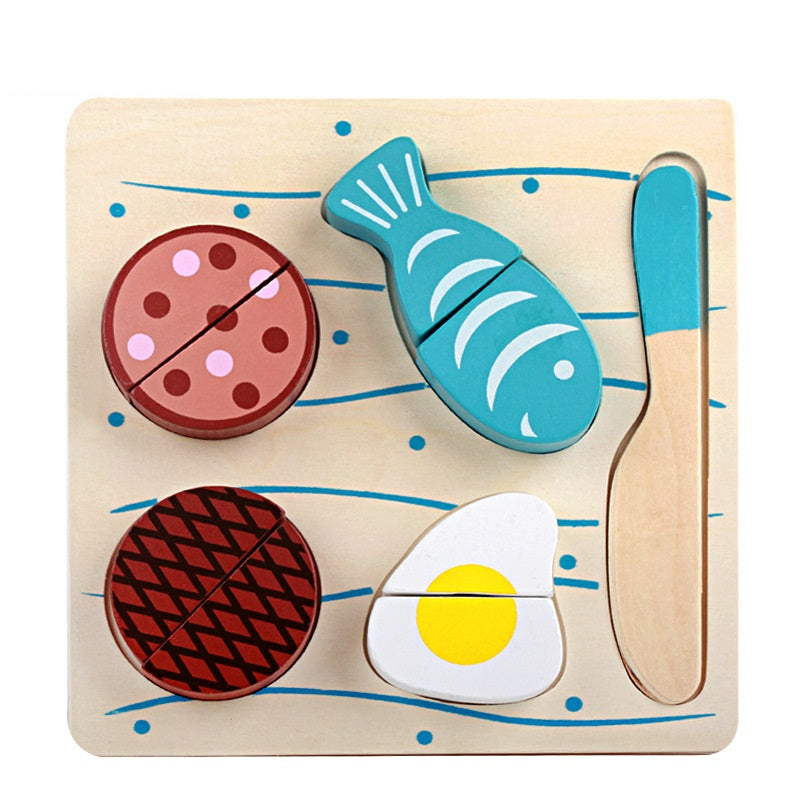 Mini Wooden Velcro Assorted  Food Groups Cutting Puzzle Cutting Board
