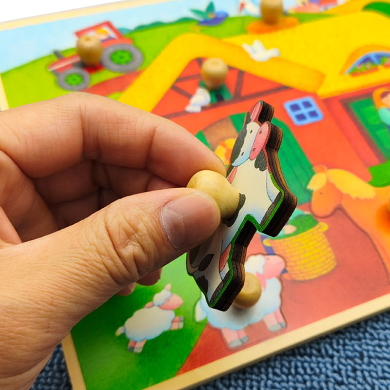 Wooden Big Knob Jungle Puzzle Puzzle board