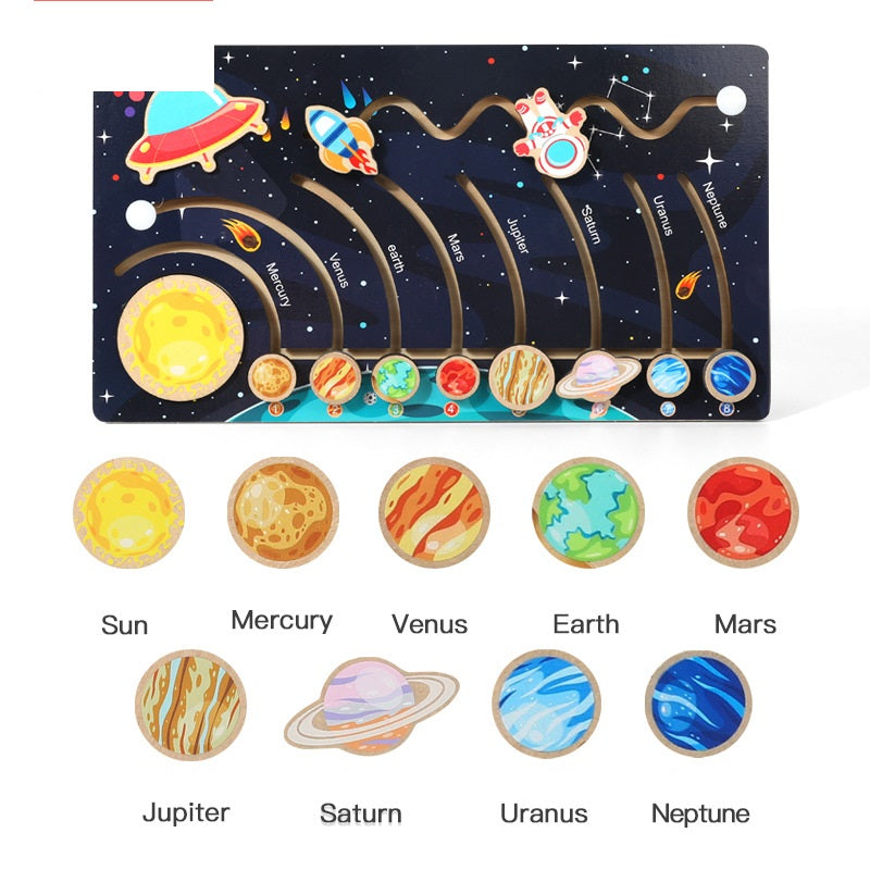 Large Solar system model with Shiftable Planets Board Puzzle - HAPPY GUMNUT